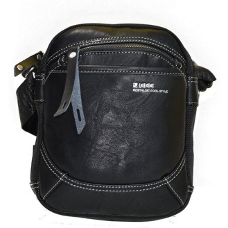 Leren-Stoffen Schoudertas Leastat 9709 (Leather-Fabric Shoulder Bag Leastat 9709)